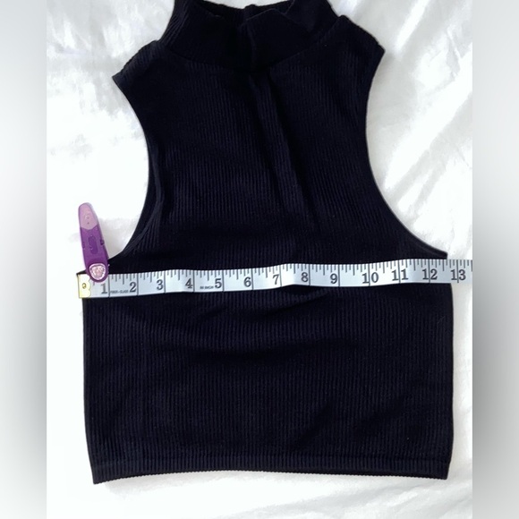 Women’s Zara Black sleeveless stretchy black mock neck ribbed Tank top size XS/S - Picture 7 of 9